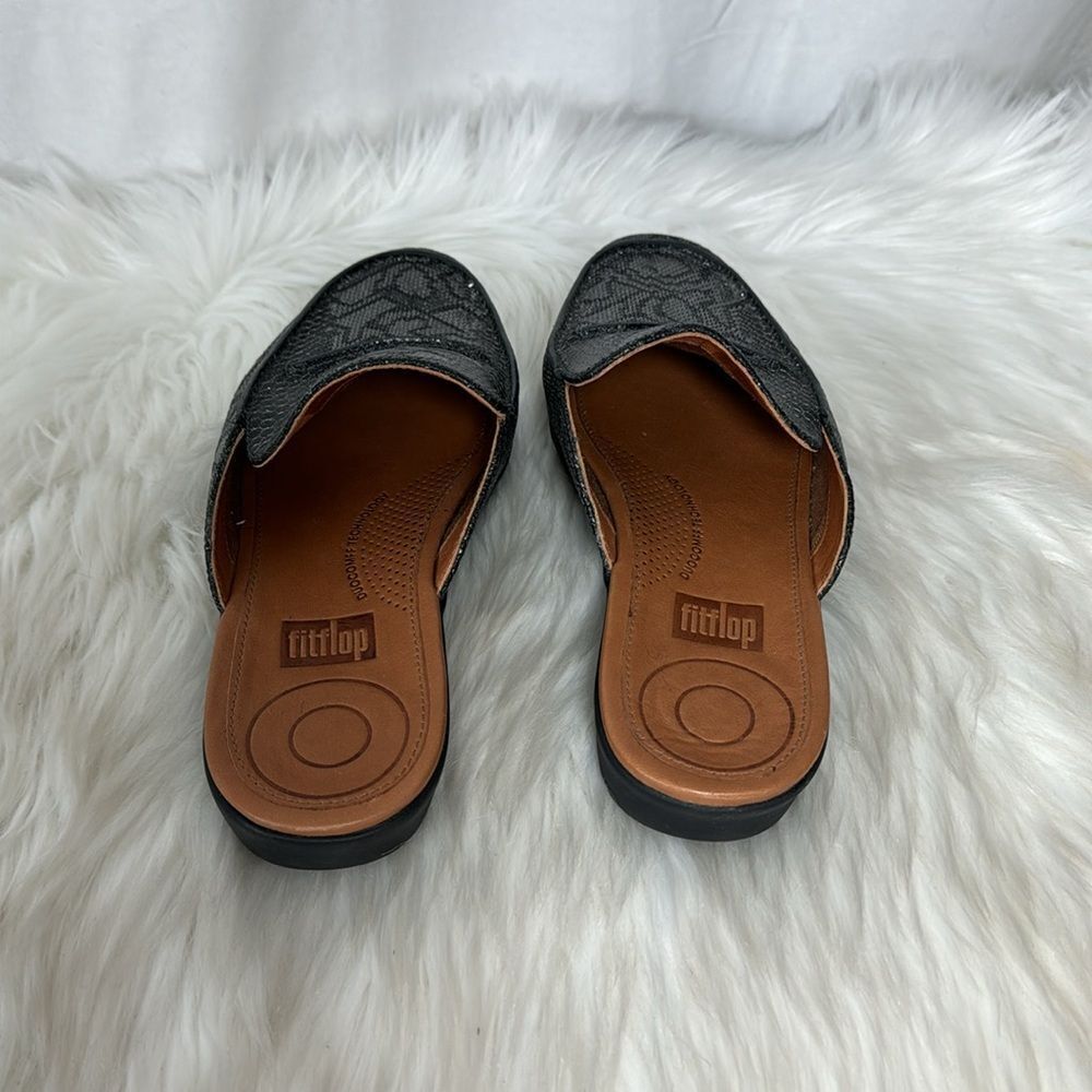 Fitflop Serene Black/Grey Python Print Leather Mu… - image 4